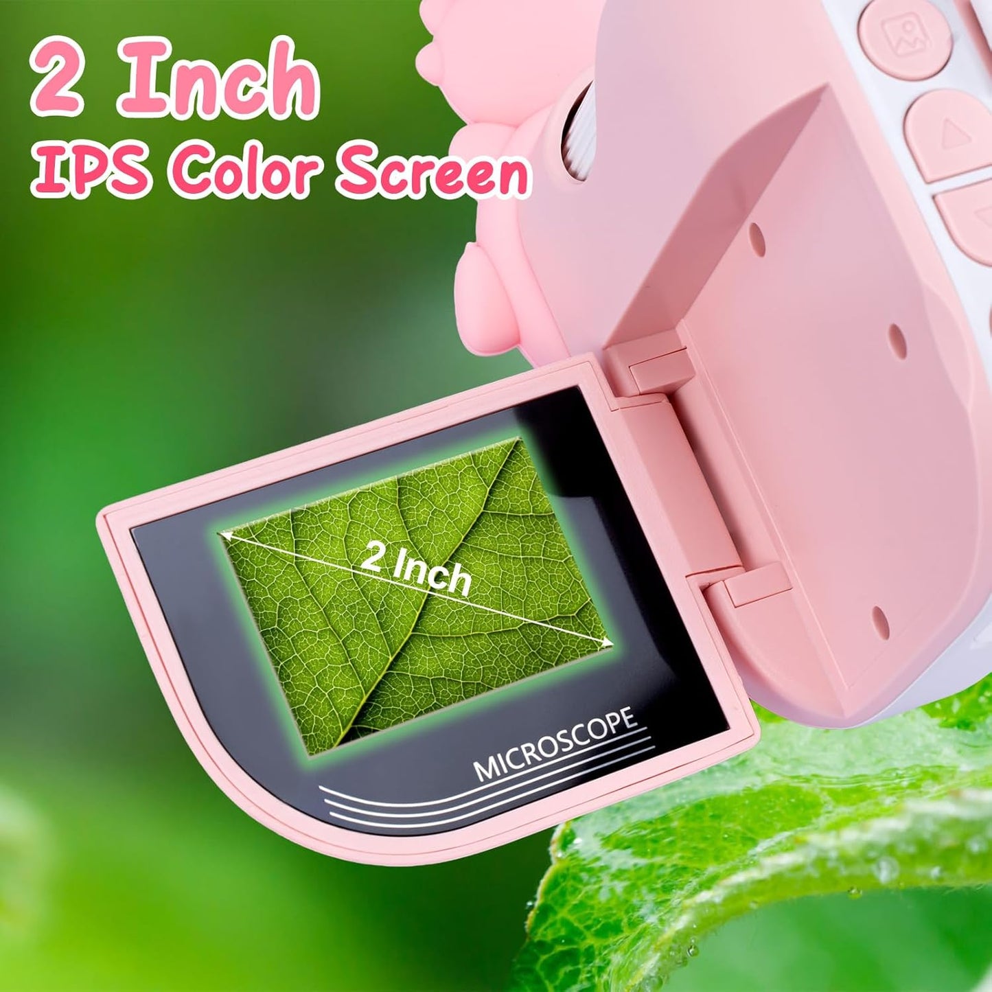 Digital Microscope with 2 Inch Screen Handheld Kids Microscope with Photo and Video Functions for 1000X Magnification Bug Gifts for Kids Collector Insects Ladybugs Jewelry Coins