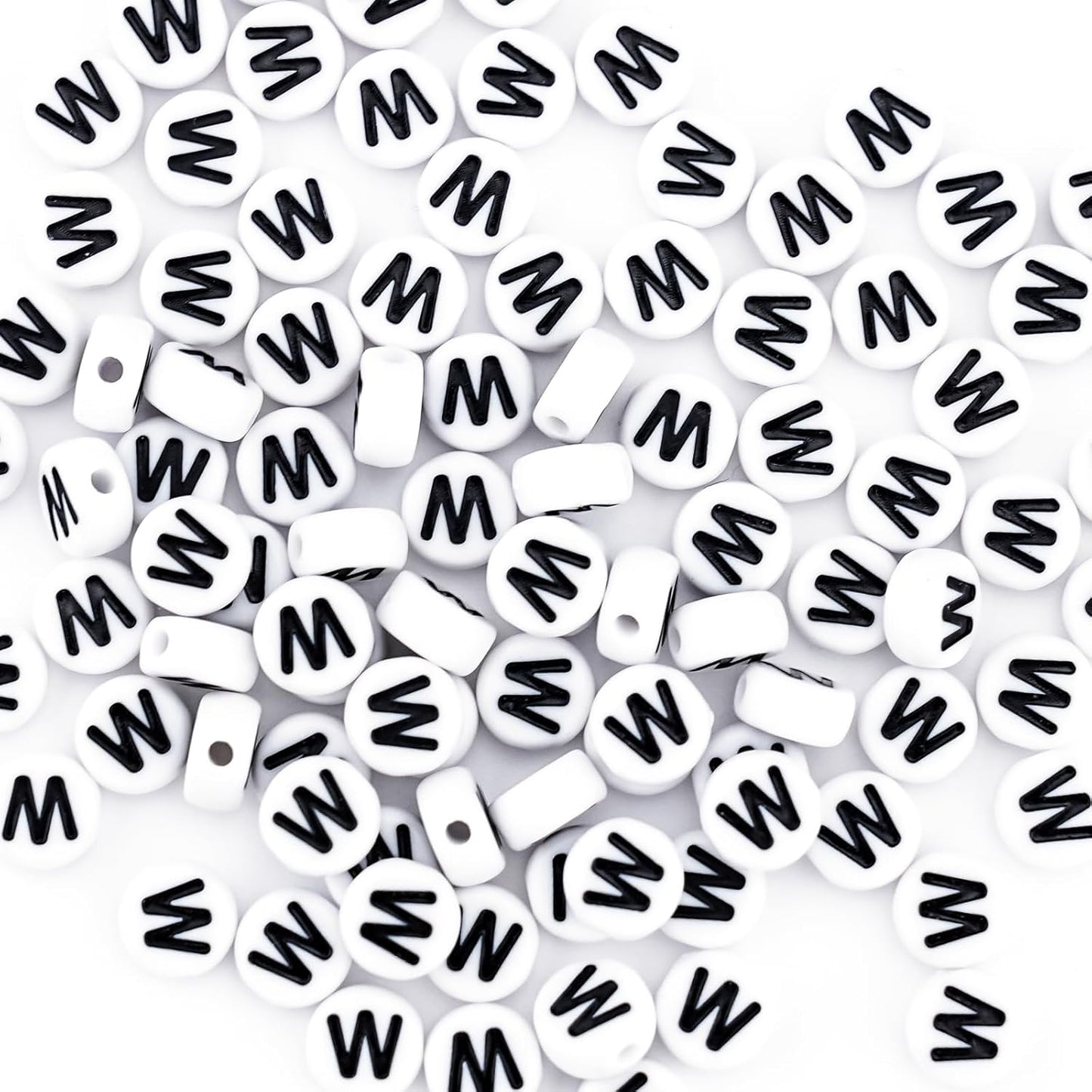 300Pcs Vowel Letter Pony Beads for Charms Bracelets Making 4X7mm Individual Round White Alphabet Beads U