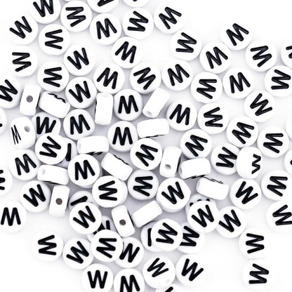 300Pcs Vowel Letter Pony Beads for Charms Bracelets Making 4X7mm Individual Round White Alphabet Beads U