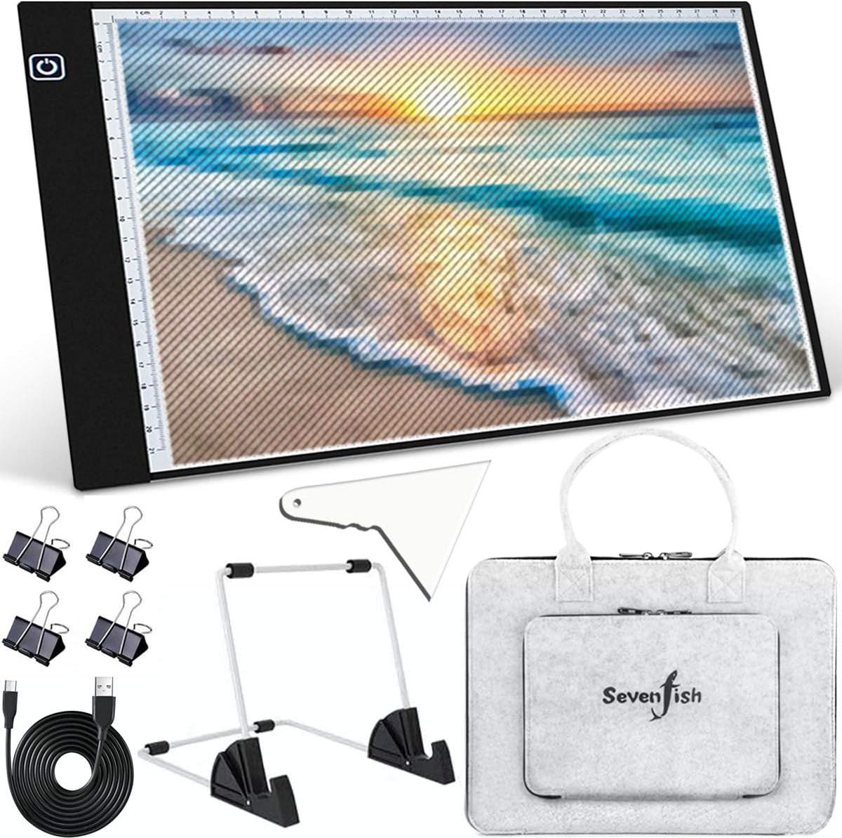 SevenFish B4 Diamond Painting Tools LED Light Box, Ultra-Thin Adjustable Brightness Diamond Art Light Board Light Pad for Tracing, Drawing, Sketching, Animation, Stenciling, 5D Diamond Painting