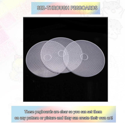 Prettyia perler Beads Boards Clear Plastic 5mm Large Round Fuse Beads Pegboards Peg Board for DIY Crafts Toy Fuse Suitable for Children for pegboard Dollar perler Bead 3Pcs