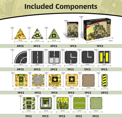 GobiDex 100PCS Army Magnetic Tiles Building Set for Kids, STEM Military Magnetic Building Blocks with 6 Magnetic Army Men, Educational Construction Toys Gift for Boys Girls 3 4 5 6 7 8 9+ Year Old