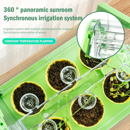 Kids Plant Growing Kit - Kids Greenhouse & Flower Growing Kit with Hydroponic Growing System, Thermometer,Wind Vane & Tools, Educational STEM Plant Growing Set
