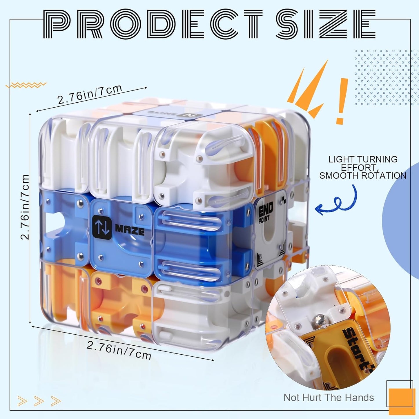 1 Sets Large Labyrinth 3D Maze Cube Puzzle Maze Game Gravity 3D Puzzle Cube Brain Teaser Ball Games for Kids Education Sensory Toys Gift for Adults (Upgrade Version,Yellow)