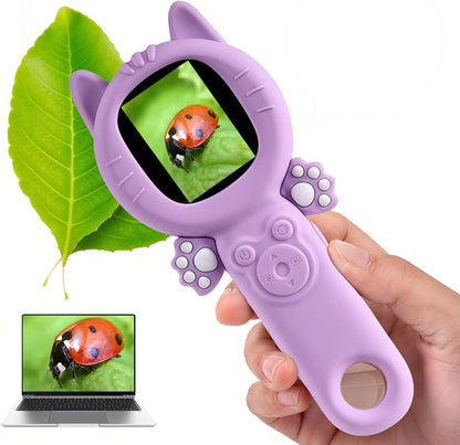 Kids Microscope – 500X Digital Pocket Handheld Microscope with Dual Cameras & Autofocus, STEM Educational Toy & Perfect Christmas Birthday Gift for Boys & Girls Ages 3 4 5 6 7 8 9 10(Pink)