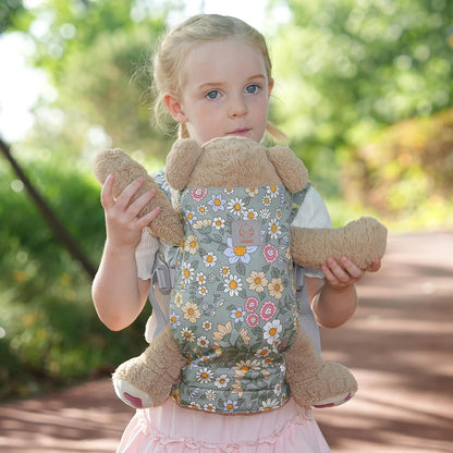 GAGAKU Doll Carrier for Kids, Toy Baby Doll Carrier, Reborn Dolls Carrier Toy Baby Sling with Adjustable Straps, Baby Doll Accessories - Green - Camellia