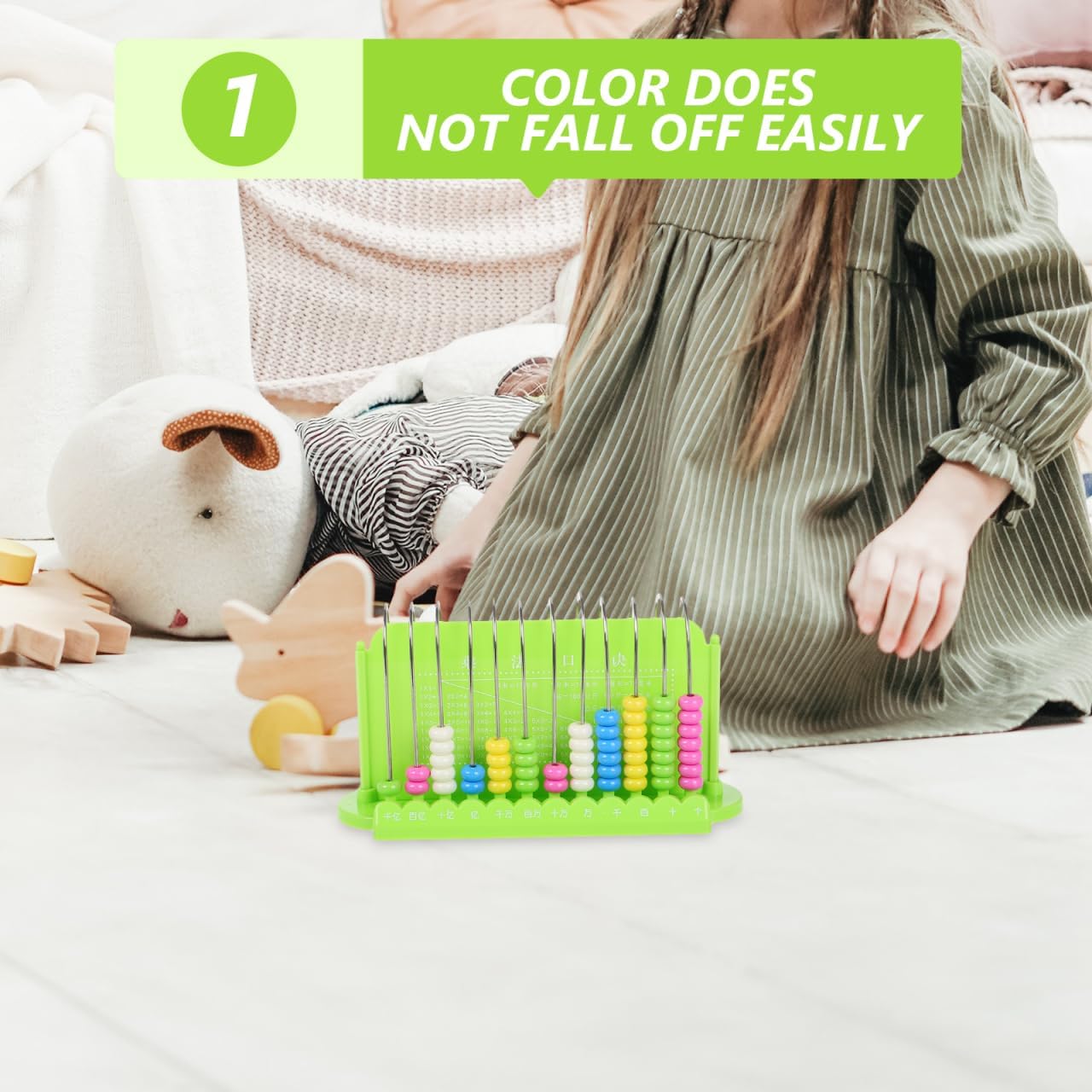 Toddmomy Kids 12 Rods Abacus for Math Learning Lightweight Portable Educational Bead Counting Tool Early Development Arithmetic Toy