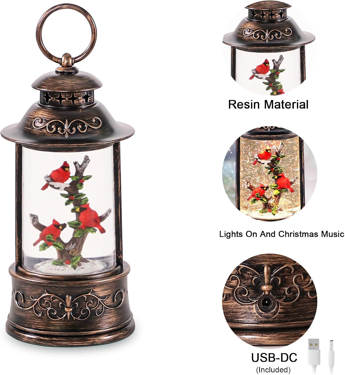 Large Christmas Santa Snow Globe Light up Lantern with 8 Songs, 8.7" Red Big Christmas Snow Globes for Kids Adults, 6H Timer & Dual Power, Snowglobes Christmas Decorations Indoor, Gifts for Women Men