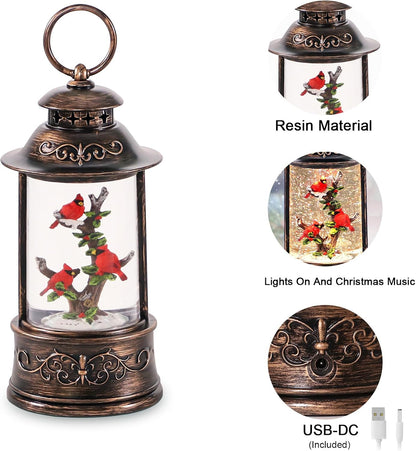 Large Christmas Santa Snow Globe Light up Lantern with 8 Songs, 8.7" Red Big Christmas Snow Globes for Kids Adults, 6H Timer & Dual Power, Snowglobes Christmas Decorations Indoor, Gifts for Women Men