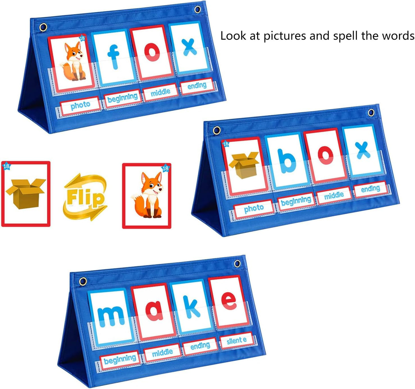 Word Building Desktop Pocket Chart Tent Cards Set CVC Words Phonics Games Chart Kindergarten Spelling Education Toy