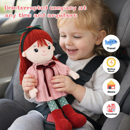 Soft Baby Doll Toys,16 inch Educational Plush Doll for Girls Learning Sensory Montessori Toy Birthday Gifts Cuddly Plush Toys for Toddler Kids (Yellow)