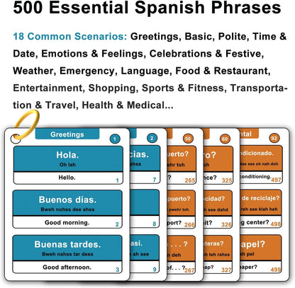 500 Common Spanish Phrases Flash Cards