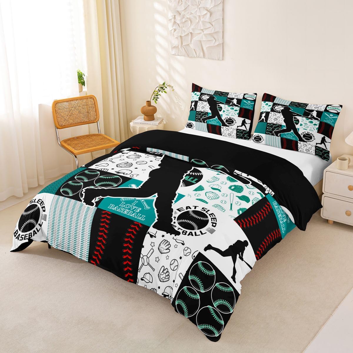 Drum Kit Duvet Cover,Kids Musical Instruments Bedding Set,Rock Music Comforter Cover for Boys Girls Room Decor,Neon Lighting Lightweight Bedspread Cover Twin Size with 1 Pillow Case(No Comforter)