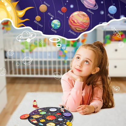 Zeoddler Solar System Puzzle for Kids 3-6, Wooden Space Toys, Planets for Kids, Preschool Learning Activities, Gift for Boys, Girls