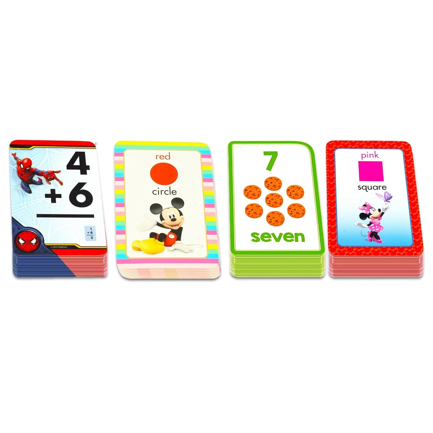 Disney Flash Cards for Toddlers 2-4 - Bundle of 4 Early Learning Decks: Colors, Shapes, Numbers and More Featuring Mickey, Minnie, and Spiderman