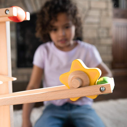 Fat Brain Toys Marble Run, Roll 'n Go Wooden Marble Run Back-and-Forth Ball Track, 2 Year Old Toys