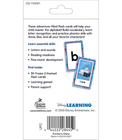 Disney Learning Frozen 2 Alphabet Flash Cards, ABC Flash Cards for Toddlers 2-4 Years, Letter and Sound Recognition With Basic Sight Word Vocabulary for Reading and Writing Readiness, Ages 4+