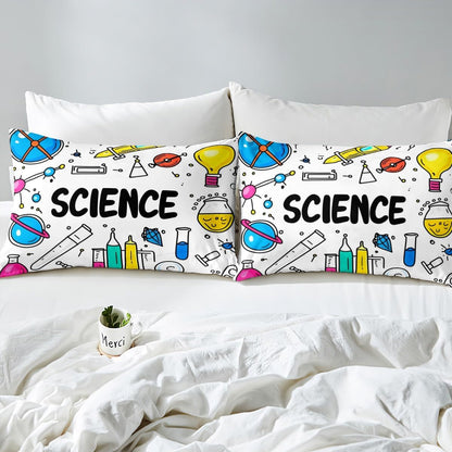 Chemistry Bed Sheets for Kids Teens Girls Boys,Chemical Experiment Fitted Sheet Twin,Science Themed Sheets for Math Lovers,Chemistry Lab Bedding Set,White and Black