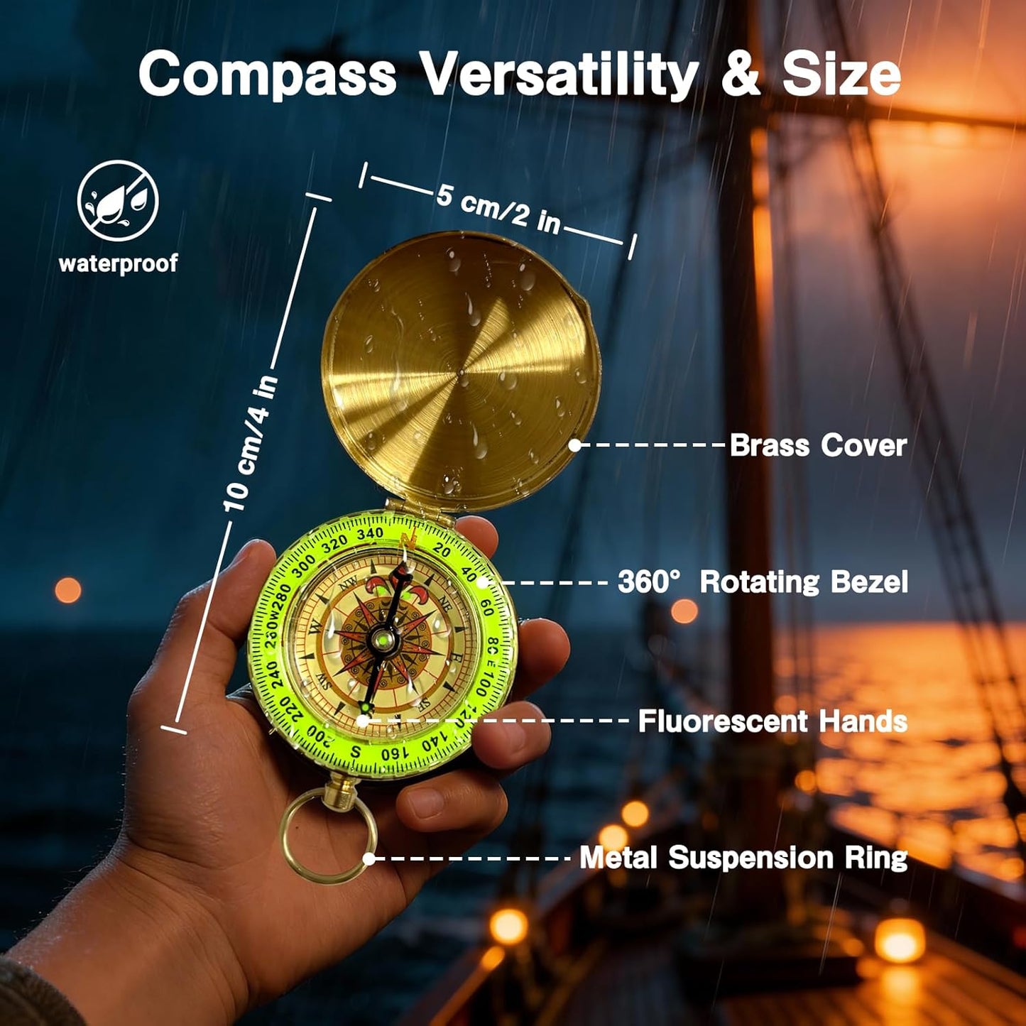 Retro Pirate Telescope Zoomable with Treasure Map 25x30 Spyglass Portable Collapsible Handheld Telescope Vintage Monocular for Kids & Survival Gear Compass Pocket Military Compass