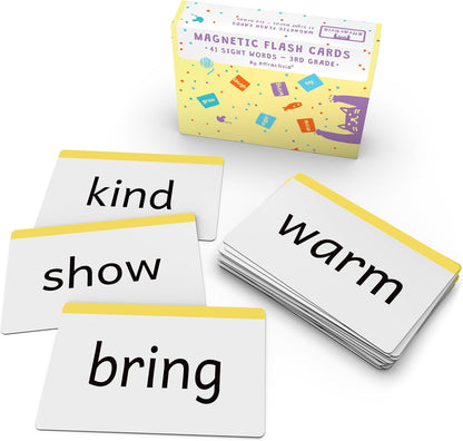 Attractivia 2nd Grade Sight Words Magnetic Flash Cards(Second Grade) - 46 Sturdy Large Dolch Cards for Literacy of Beginning Readers, Homeschool, Teachers and ESL