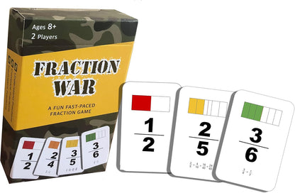 Fraction War Math Game - Fun Math Game to Learn, Compare and Simplify Fractions for 2nd Grade, 3rd Grade, 4th Grade, 5th Grade (4 Pack)