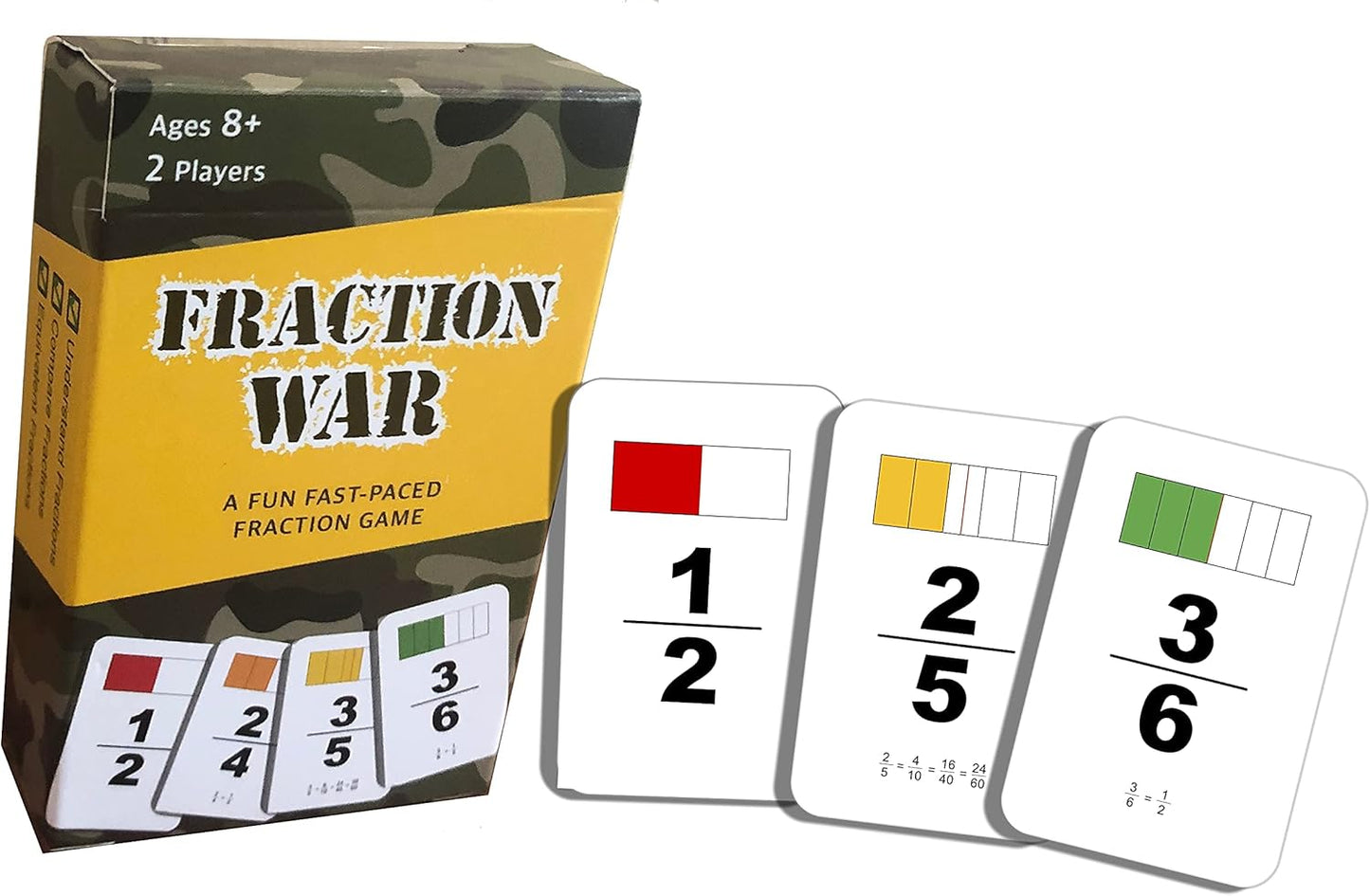 Fraction War Fun Math Game to Learn, Compare and Simplify Fractions for 2nd to 5th Grade (1 Pack) - Standard Edition