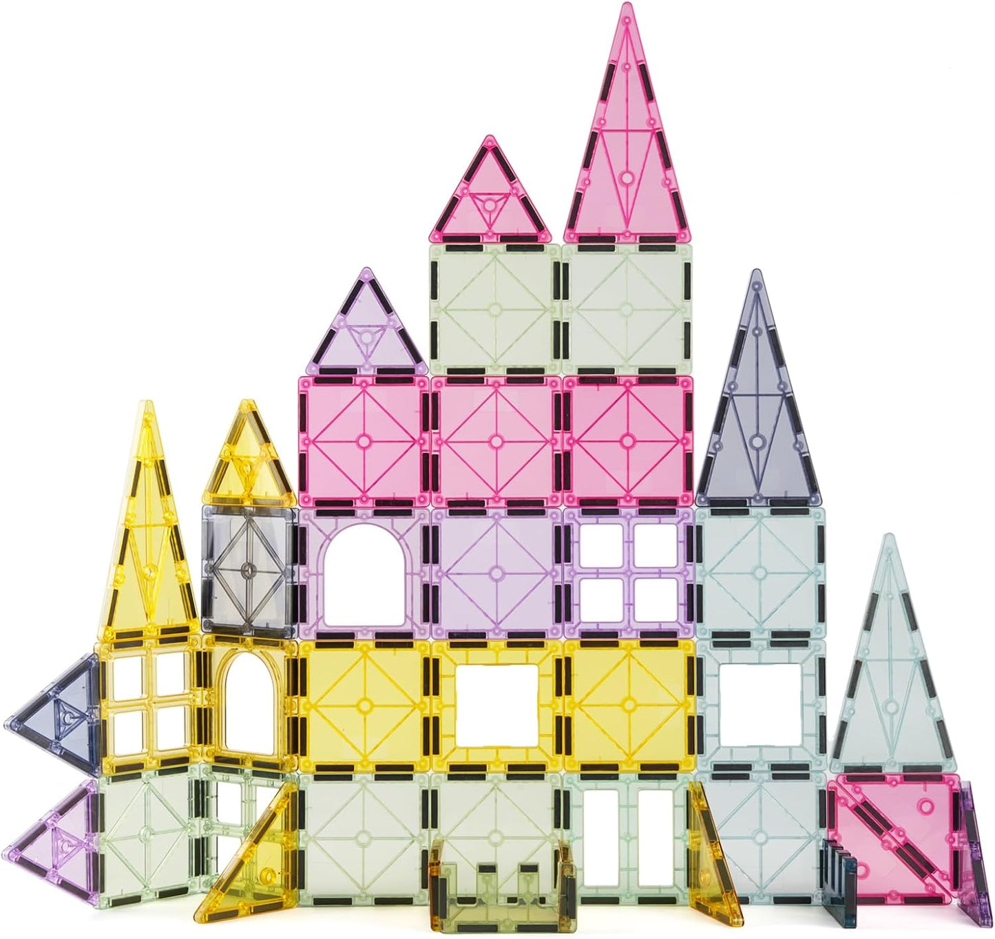 Magnetic Tiles, 96PCS Magnetic Block Toddler Toys with 2 Cars, 3D Clear Magnet Building Tiles Set, STEM Educational Toys for Kids 3-9 Years