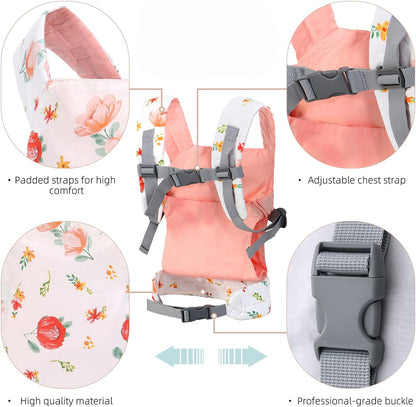 Miracle Baby Doll Carrier for Kids, Front and Back Baby Doll Accessories Backpack Kid Toddlers Play Toy Baby Carriers with Adjustable Straps for Little Girls
