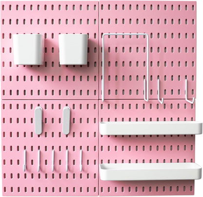 MULSAME Pegboard Combination Kit, Wall Mounted Storage Set with 4 Pegboards & 14 Accessories Hanging, White Peg Boards Organizer for Walls Display, Crafts Organization, Kitchen Organizer, 22" x 22"