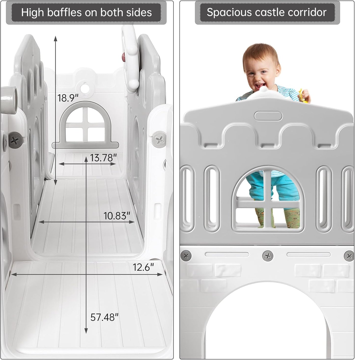 Garvee Toddler Slide 8 in 1 Toddler Playset for Toddlers Age 1-3, Baby Playset for Indoor Outdoor Playground with Climber, Crawling Tunnel, Basketball Hoop, Telescope, Toy Storage