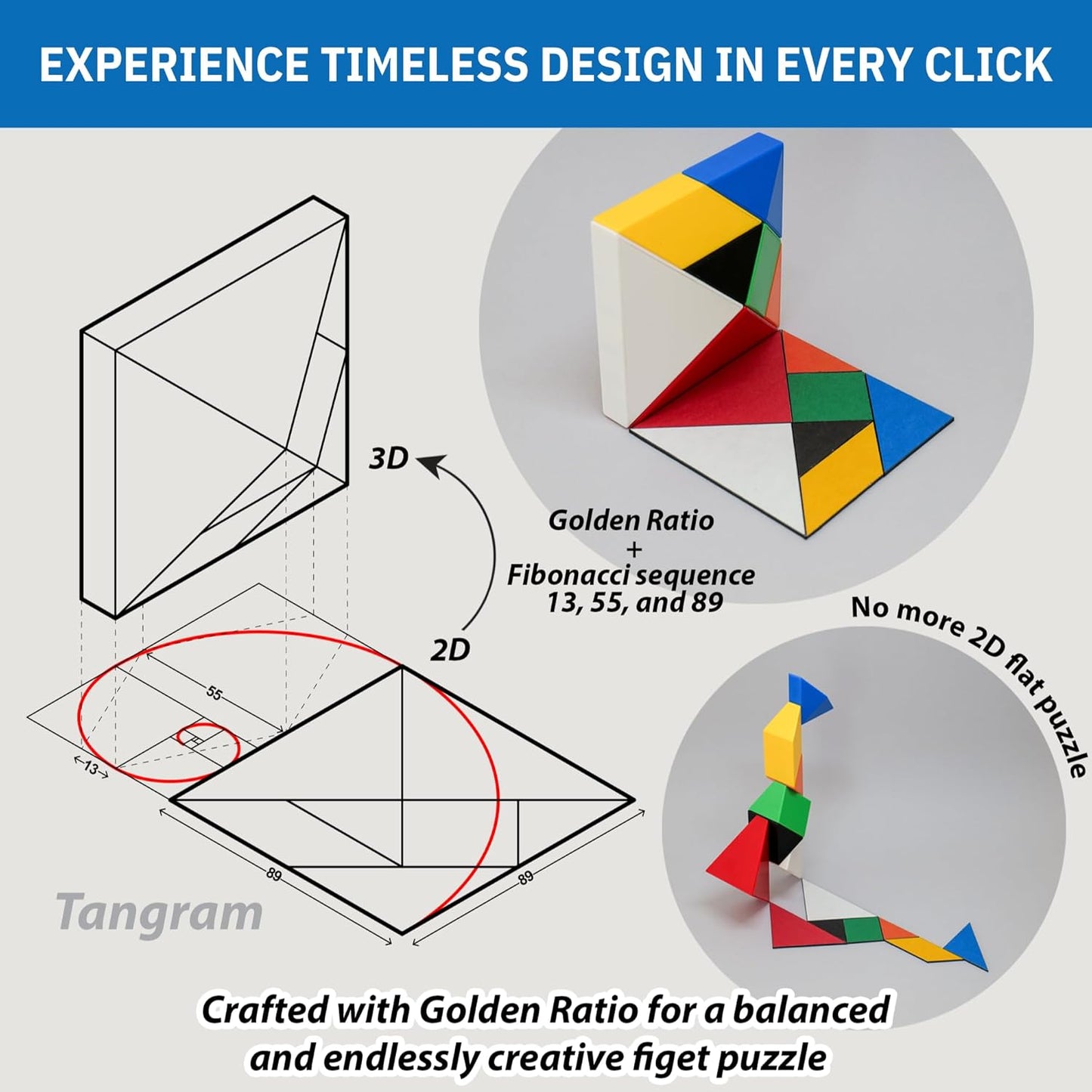 Pickagram Tangram 3D Magnetic Puzzle for Kids (8-12), Adults & Seniors | STEM Certified Fidget Puzzle - Magnetic Pattern Blocks for Cognitive Development, Creativity & Focus - Random Mix