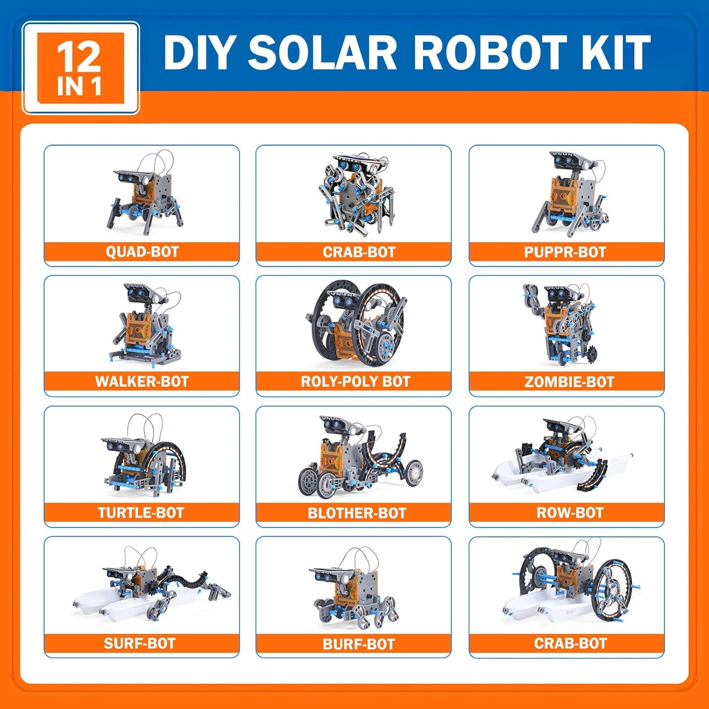 AESGOGO STEM Projects for Kids Ages 8-12, Solar Robot Science Building Kits, Birthday Gifts for 8 9 10 11 12-16 Year Old Boys Girls Teens, Robotics Powered by Sun or Battery(Not Include).