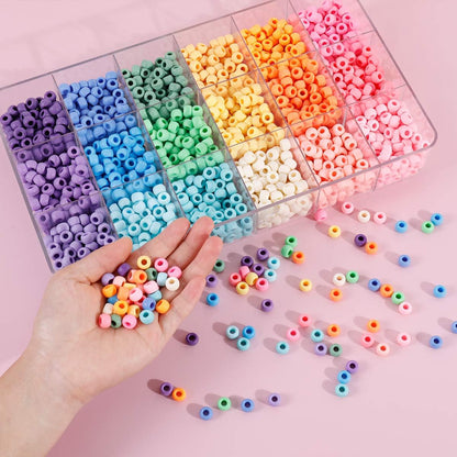 1720+pcs Pony Beads Kit 1830pcs 6 Style Letter Alphabet Beads Rainbow Plastic Pony Bead Bulk Multicolor Kandi Bead Elastic String DIY Crafts Jewelry Making Kit for Bracelets Necklaces