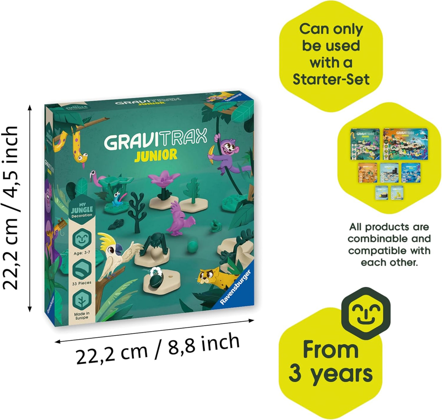 Ravensburger GraviTrax Junior Extension Jungle - Marble Run, STEM and Construction Toys for Kids Age 3 Years Up - Kids Gifts