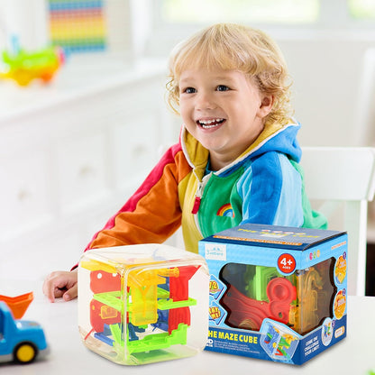 3 otters 3D Puzzle Maze Cube, 72 Obstacles Puzzle Cube Interactive Maze Game with Education Toy for Kids