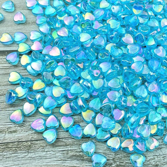 400 PCS Acrylic Heart Shape Beads AB Colors Heart Pony Spacer Beads for Jewelry Making DIY Bracelet Earring Necklace Key Chains(Deep Pink)