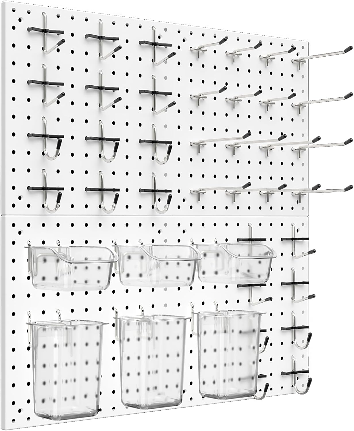 Peg Board Kit, Includes Pegboard and Accessories,with Hooks and Bins,Peg Board Wall Organizer for Office,Ornaments Display,Crafts Organization (66, White)