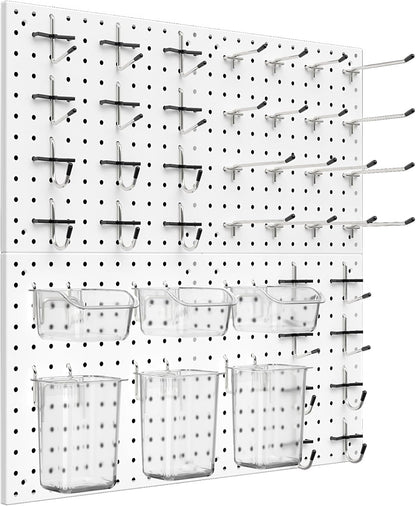 Peg Board Kit, Includes Pegboard and Accessories,with Hooks and Bins,Peg Board Wall Organizer for Office,Ornaments Display,Crafts Organization (66, White)