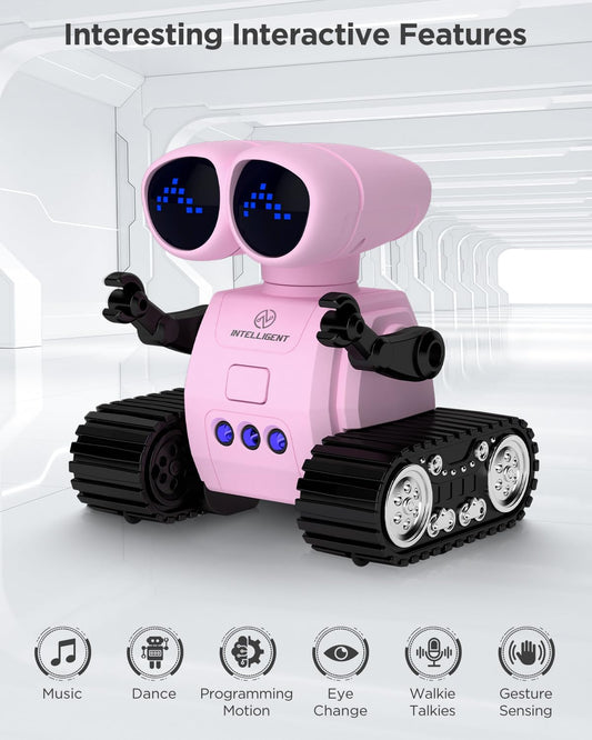 Robot Toys for Kids, Rechargeable Remote Control Robot Toys with Walkie Talkies, Programming, Gesture Sensing, Music, Changeable Eyes Function, RC Robot Toys Gifts for 6-12 Year Old Boys Girls