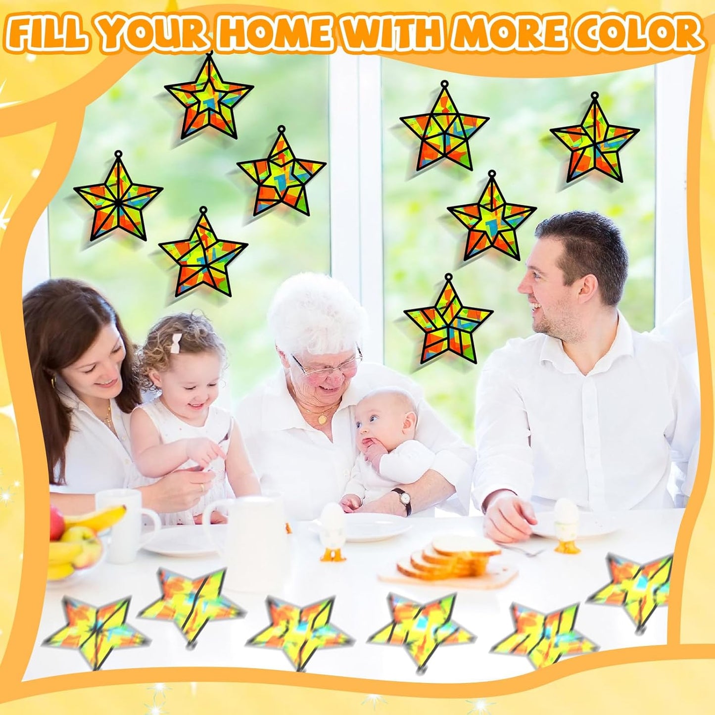32 Sets Outer Space Suncatchers Craft Kit DIY Window Stained Glass Effect Planet Astronaut Alien Paper Crafts Home School Classroom Decoration Kid Birthday Gift Creative Art Project Activity Game - Colors A