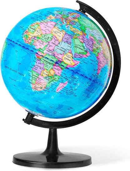 Classroom Globes Elementary, 13in Large Globe More Detailed with Countries & Capitals & State Capitals, Political Teaching Tool for Adults & Children - No Assembly Required