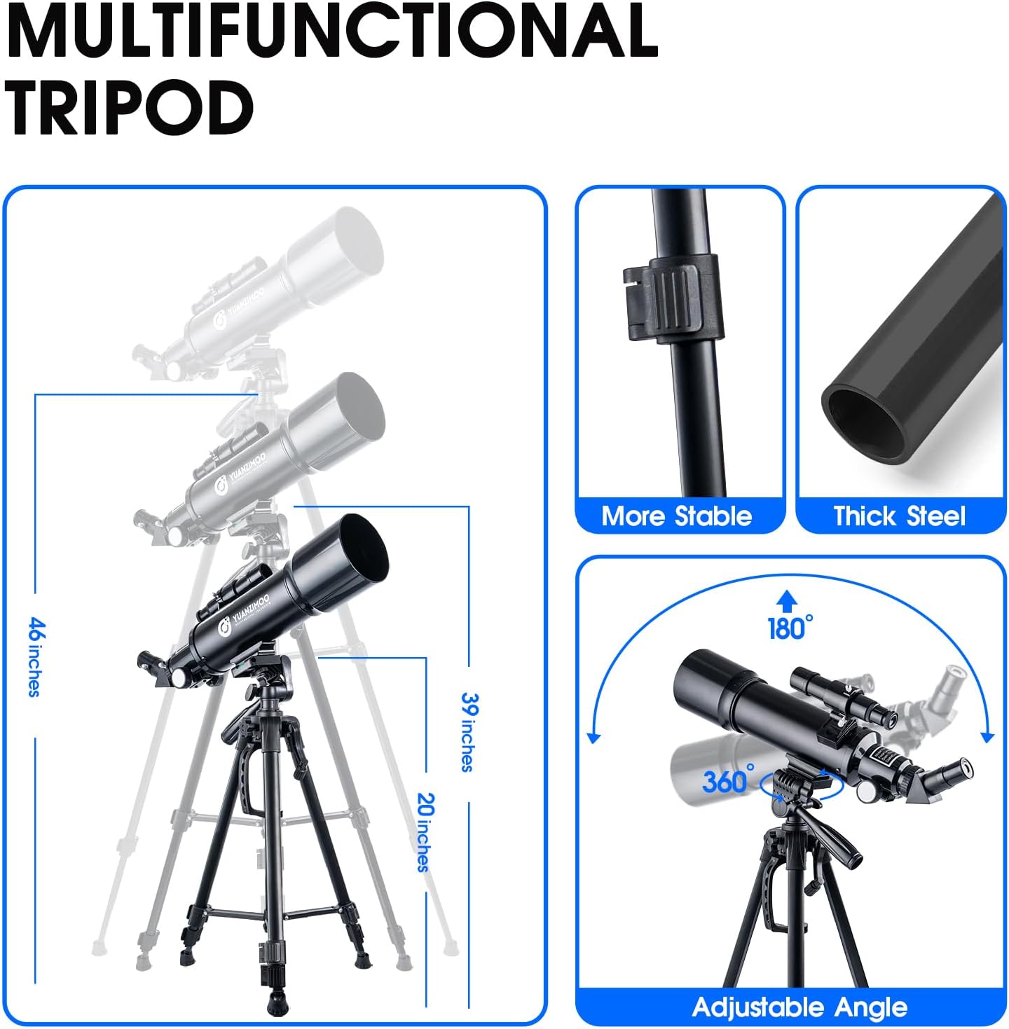 Telescope 70 mm Aperture 400 mm Refractor Astronomical Portable Telescope for Kids Adults Beginners with Tripod Carrying Bag White