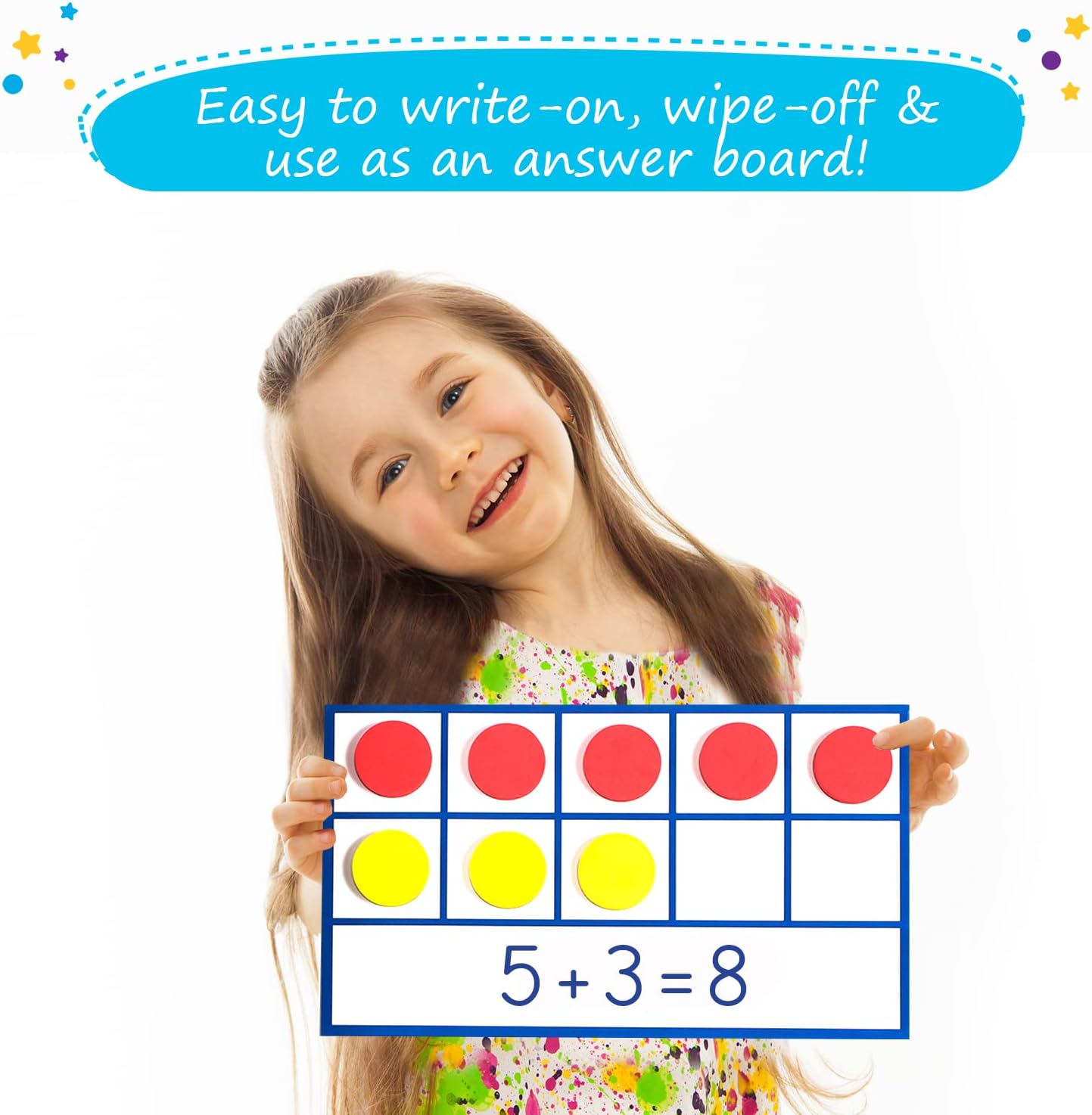 130 PCS Jumbo Magnetic Ten Frame Set, Ten Frames Class Set, Math Manipulatives for Kindergarten, PreK, Preschool, Math Counters, Games for Kids, Magnetic Counters, Teacher and Homeschool Supplies