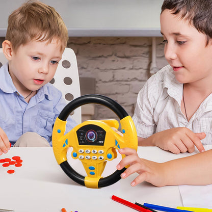 TOYANDON Kids Steering Wheel - Toddler Steering Wheel Toy, Simulated Driving Racing Car Game Controller, Pretend Driving Toy with Light and Music Electric Sounding Effects for Boys Girls (No Battery)