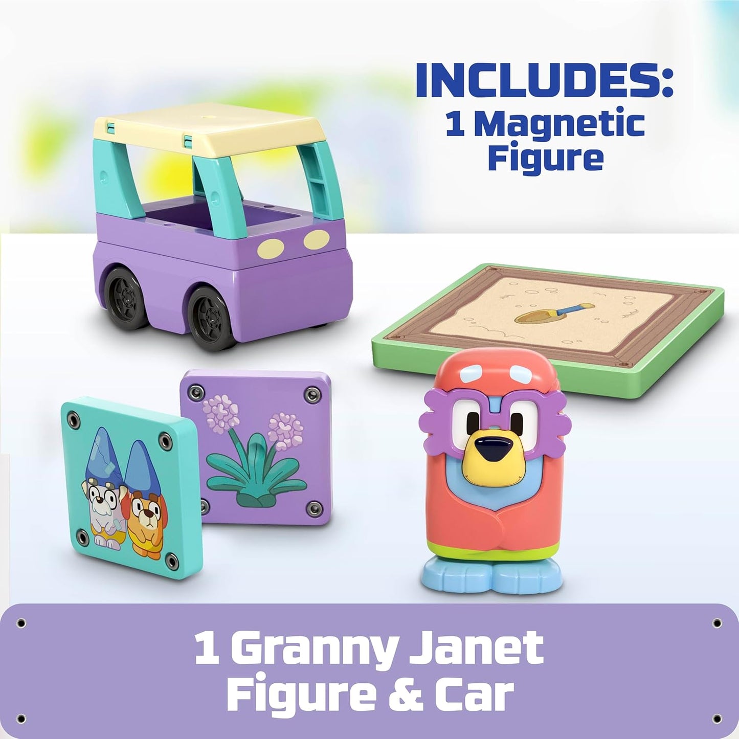 Tile Town Bluey Heeler Family Home 52-Piece Magnetic Tile Playset, Interactive STEM Magnetic Tiles Toys, Includes Bluey & Bingo Figures, Action Tiles