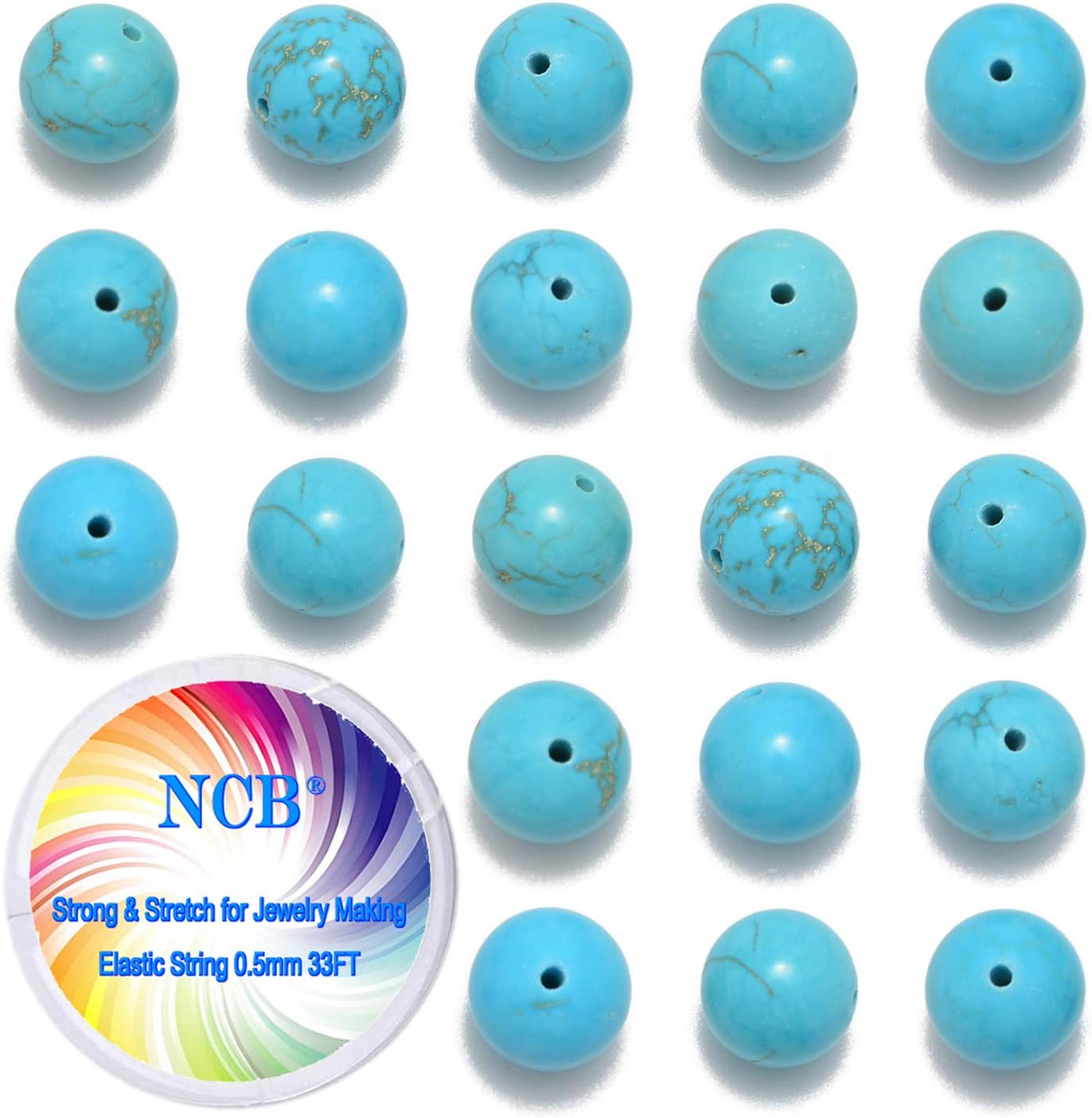 NCB 100pcs Original Natural Stone Beads Gemstone Round Loose Beads 6mm 8mm 10mm (Blue Aventurine, 6mm 100Beads) - Colors B
