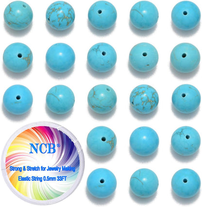 NCB 100pcs Original Natural Stone Beads Gemstone Round Loose Beads 6mm 8mm 10mm (Blue Aventurine, 6mm 100Beads) - Colors B
