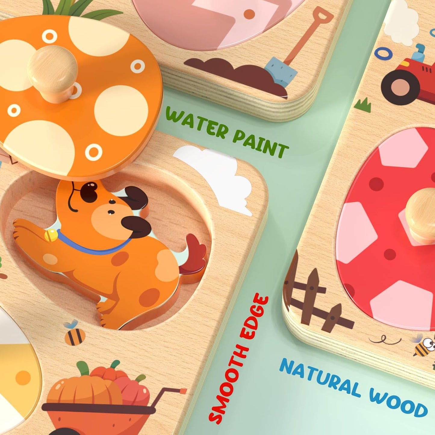 Zeoddler Easter Wooden Puzzles for Toddlers, 8 Pcs Farm Animal Matching Egg Puzzle, Montessori Toys for Boy Girl Birthday Gifts, Preschool Learning Activities & Educational Toys for Boys, Girls