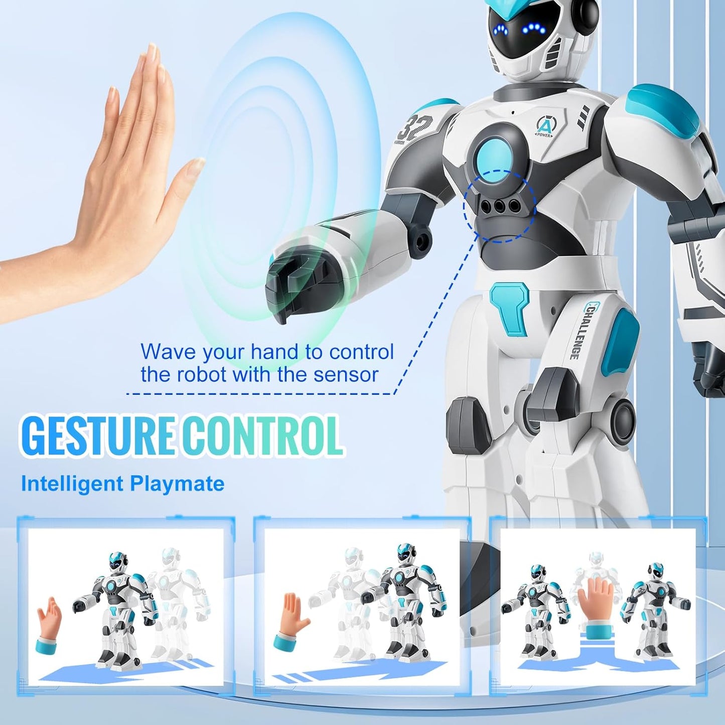 VEVOR RC Robot Toys for Kids, Gesture Sensing Programmable Remote Control Smart Robot, Interactive Walking Singing Dancing Robot for Age 3+ Year Old Boys Girls Birthday Gift Present
