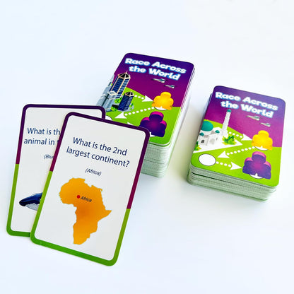 QUOKKA Board Games for Kids 8-12 - Family Games for Kids and Adults - Journey Across the World Card Game Ages 5-9 - Learn Capitals, Flags, Facts, and Map Locations with 195 World Map Cards